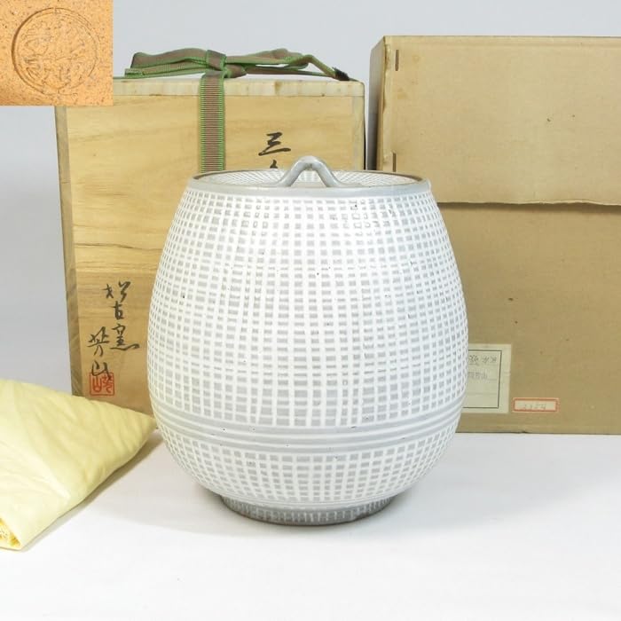 Amazon.co.jp: 茶道具 松阪萬古 松古窯 芋頭 水指 共箱 17cm 高さ 18.2